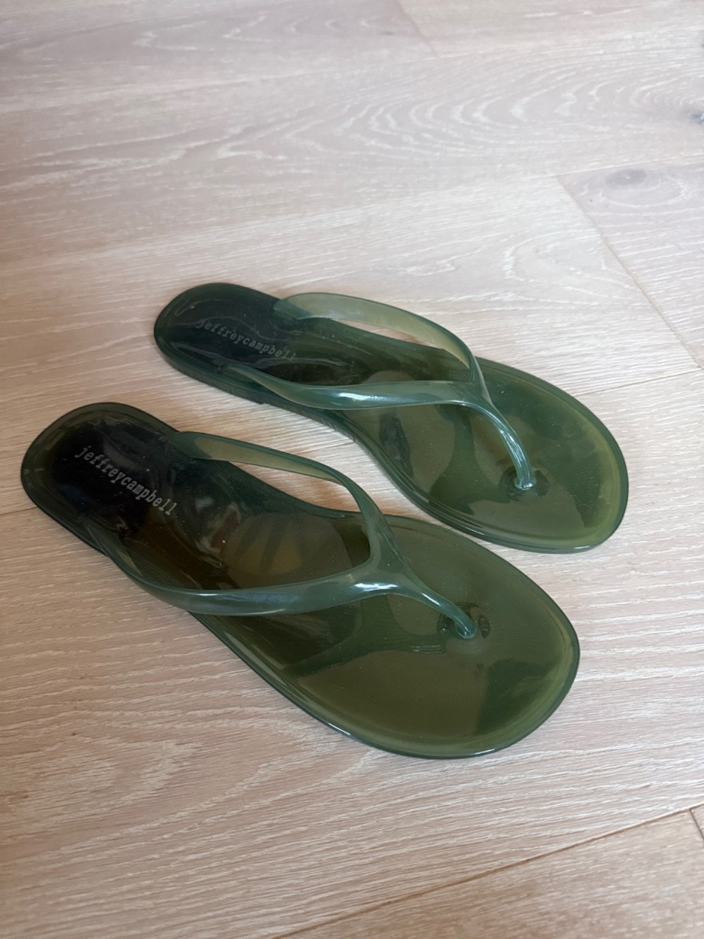 Jeffrey Campbell Olive Green Jelly Flip Sandals